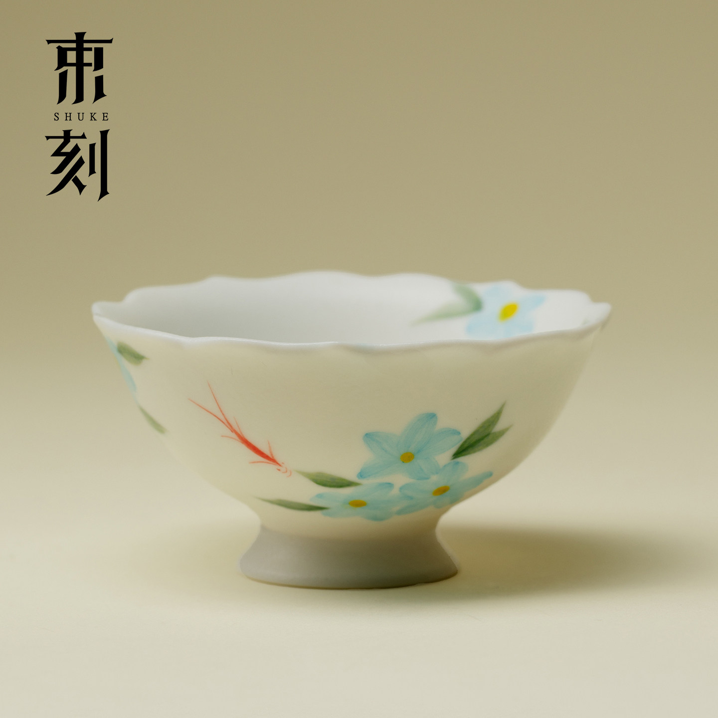 束刻 纯手绘蓝星花茶盏杯主人杯女士专用喝茶功夫茶杯个人杯单杯,餐饮具,茶杯,淘宝优惠券,粉丝福利购,淘宝优惠卷