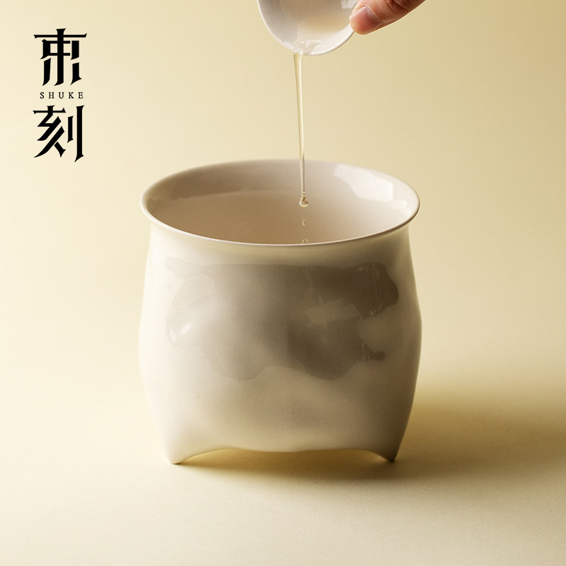 束刻日式草木灰水孟建水家用简约陶瓷茶洗杯洗茶具配件茶渣废水缸
