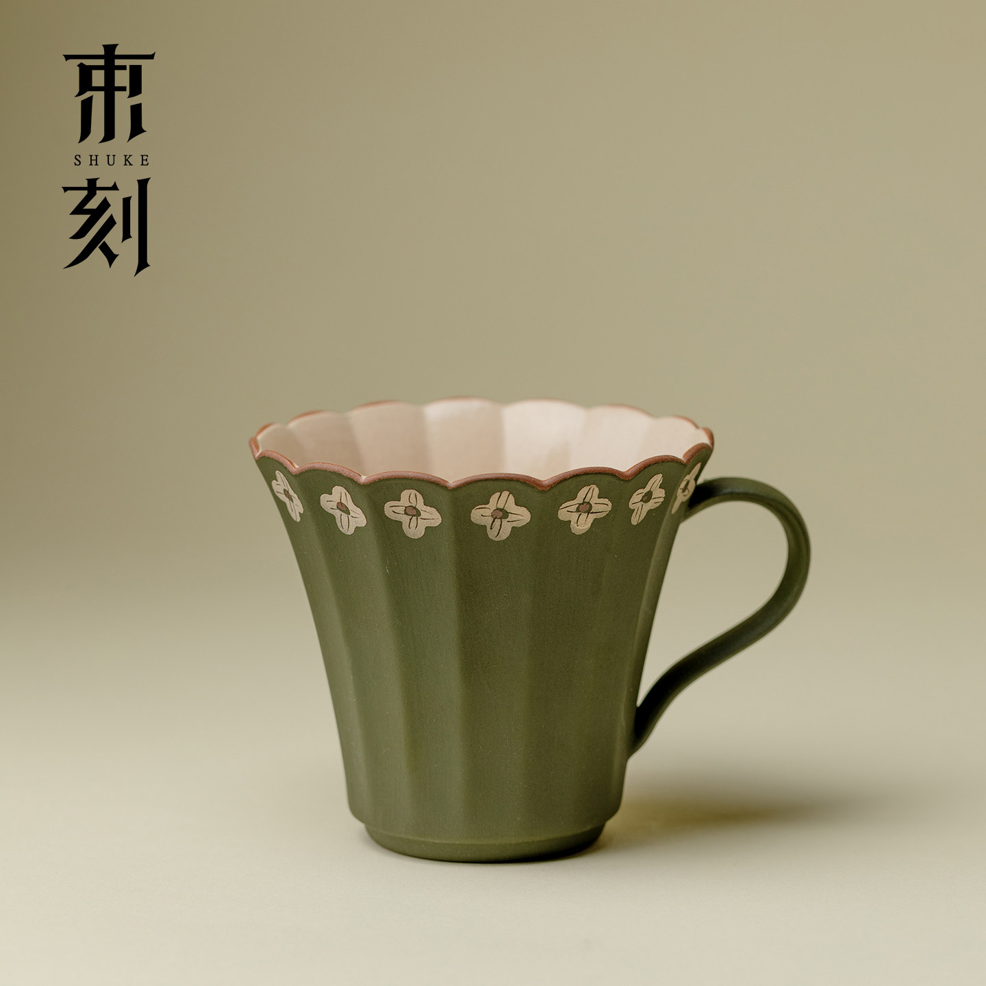 束刻 日式粉引纯手工咖啡杯高颜值餐厅拿铁拉花茶杯办公室马克杯
