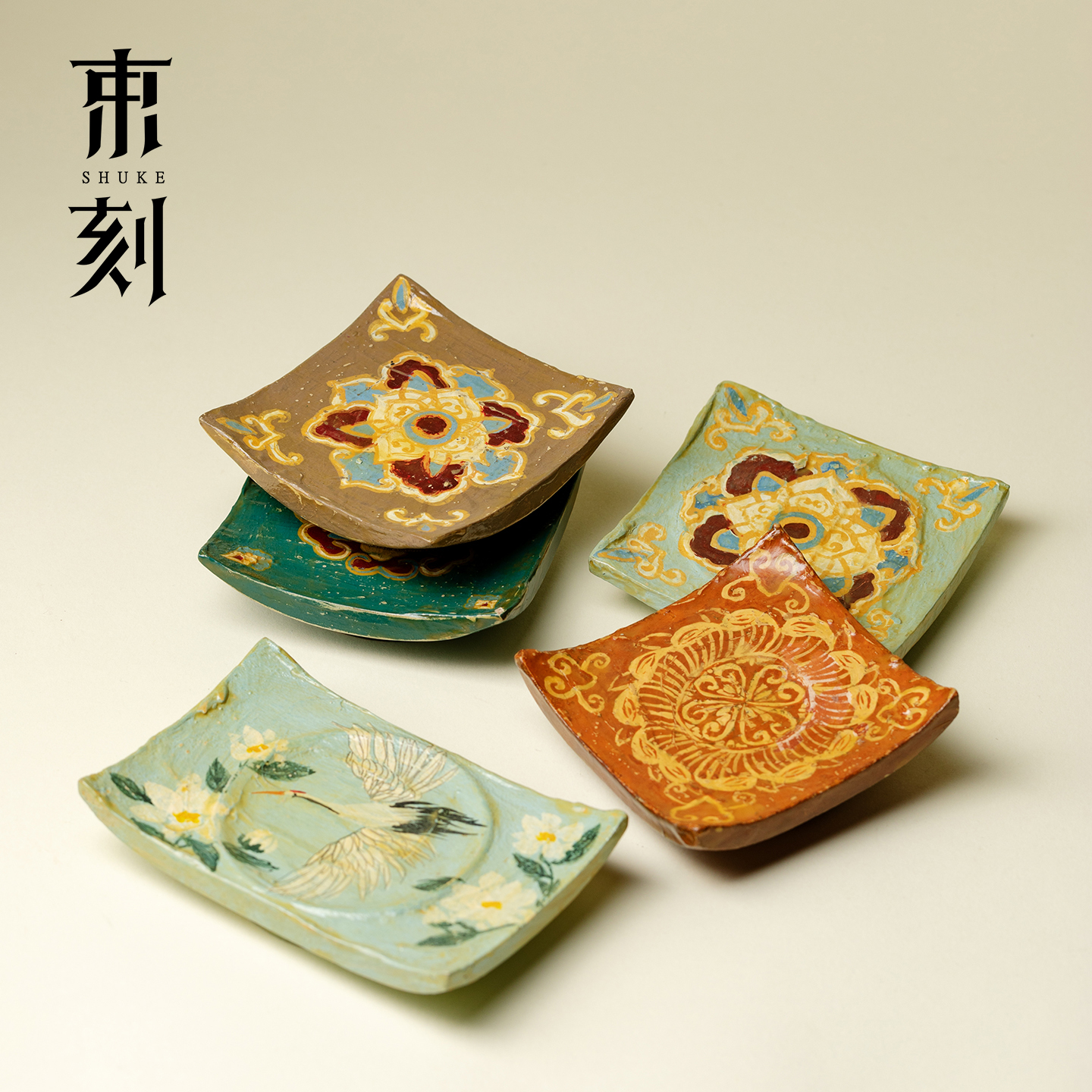 山几由 大漆莳绘杯垫中式景德镇小众陶瓷茶杯托创意手绘功夫茶具