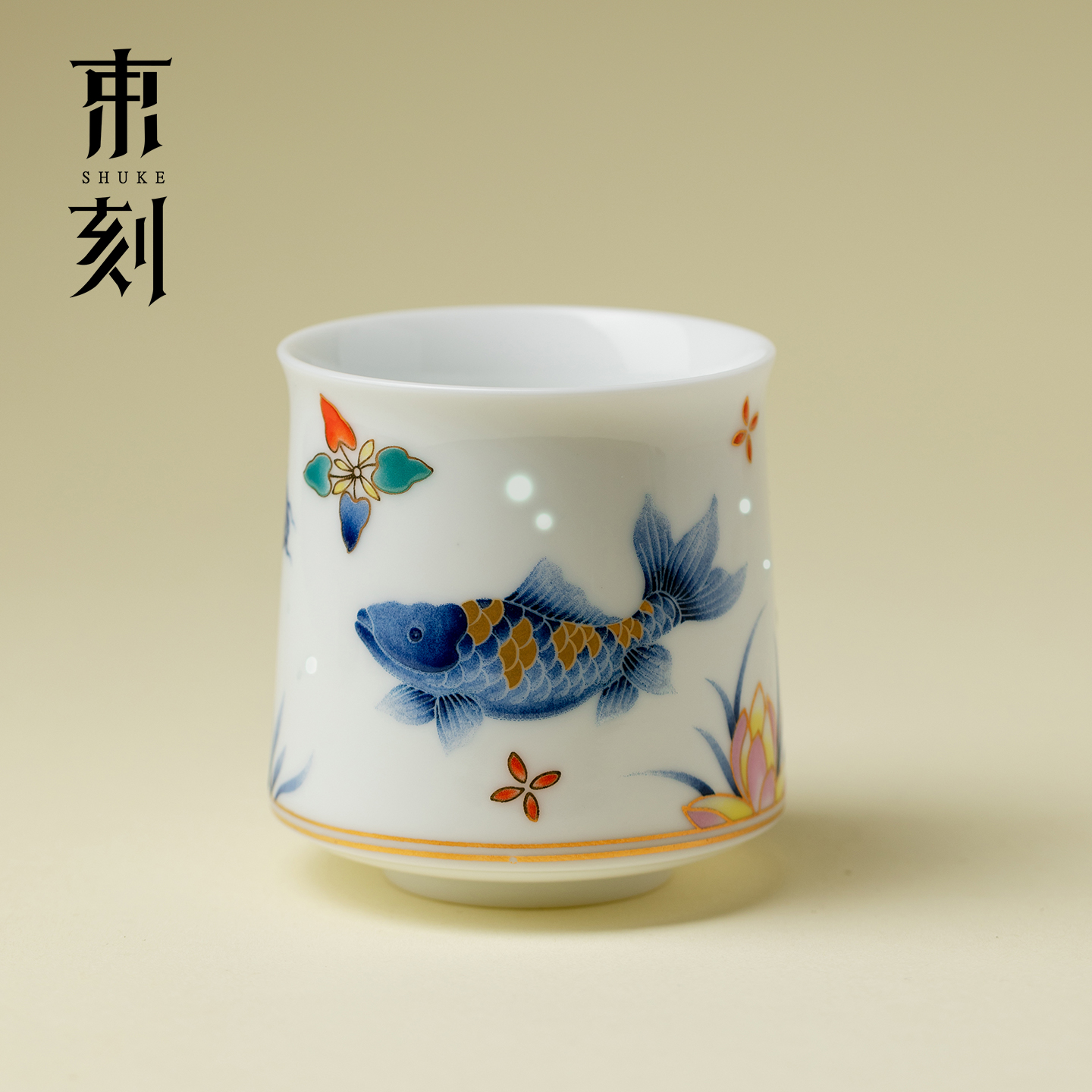 束刻 粉彩游鱼玲珑瓷主人杯高端玉瓷功夫茶杯轻奢个人专用杯单杯