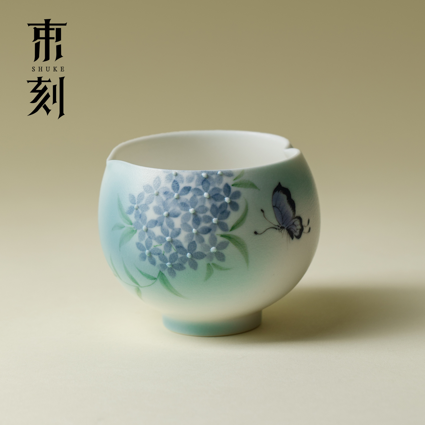 束刻 蝶隐紫阳手绘纯可乐杯创意桃心咖啡杯陶瓷主人杯茶杯品茗杯