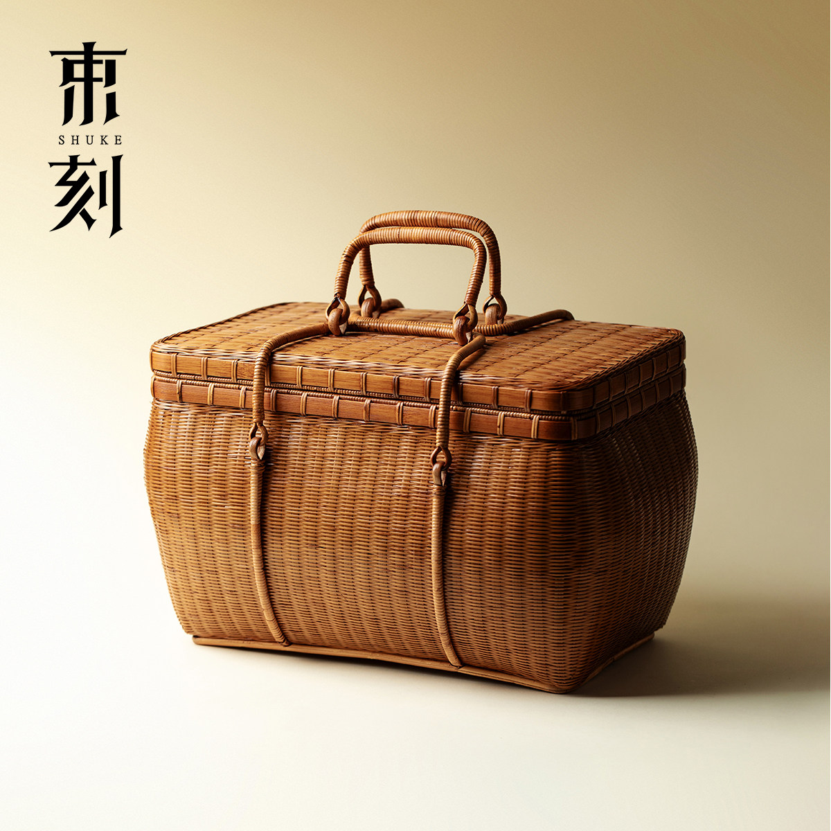 束刻 手工竹编茶具茶箱收纳箱露营便携竹篮竹编包手提竹筐藤编包