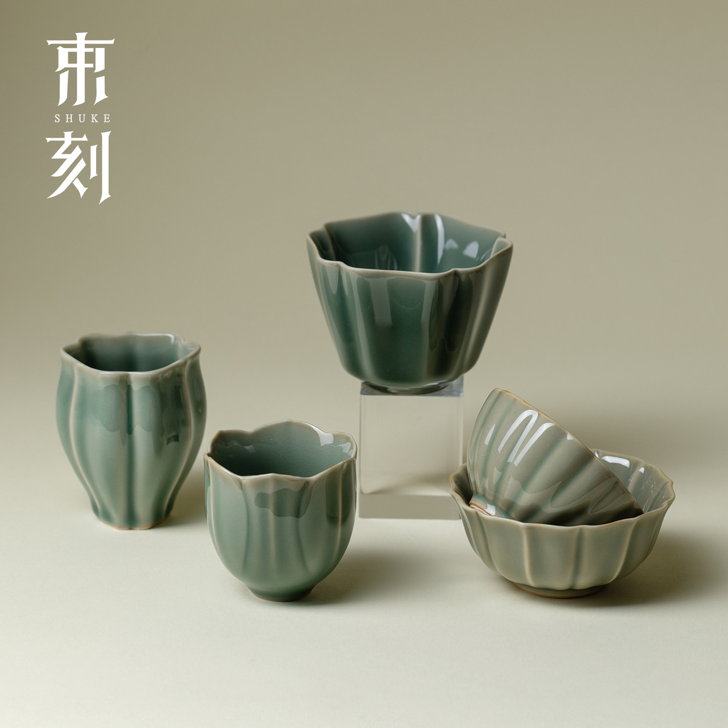 束刻 越窑青瓷功夫茶杯禅意陶瓷主人杯高级感家用品茗杯个人单杯图片