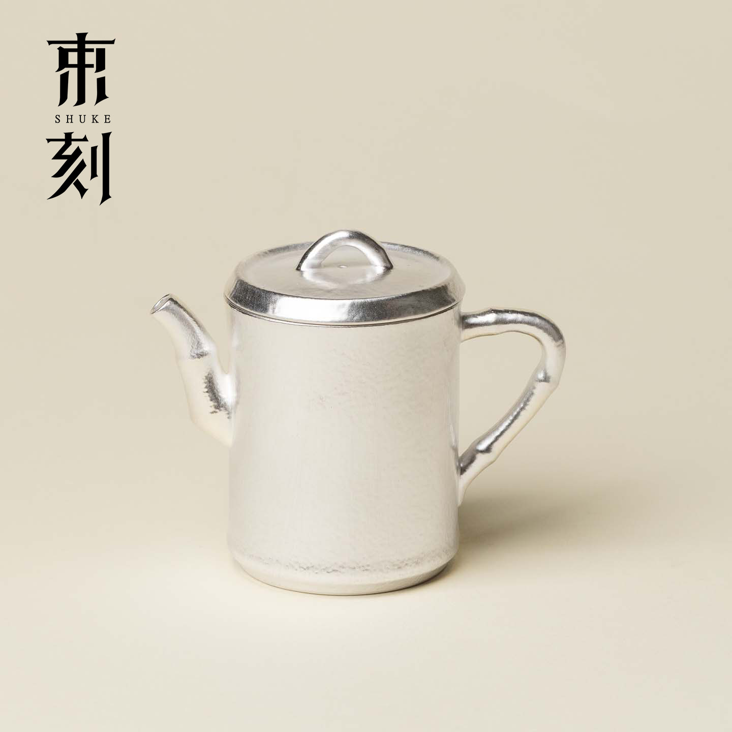 束刻 高档鎏银陶瓷高竹节壶禅意轻奢小茶壶高级感家用泡茶壶单壶