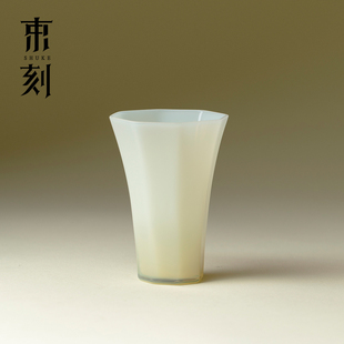 束刻高端冰玉玻璃六方主人杯高硼硅手工透明茶杯高级感个人专用杯