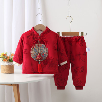 宝宝周岁新年服夹棉两件套