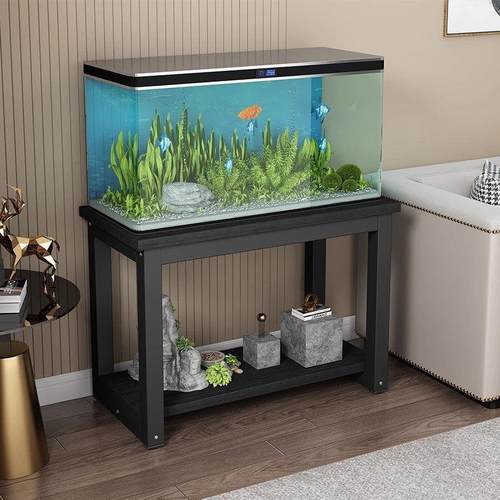 定制鱼缸架客厅金属架子铁艺置物架钢木置物架子鱼缸桌子多层架子