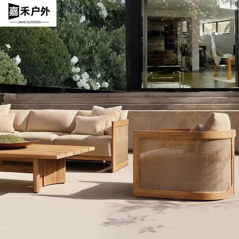 户外实木沙发庭院别墅花园防水防晒室外防腐藤编休闲柚木沙发家具,住宅家具,户外沙发,淘宝优惠券,粉丝福利购,淘宝优惠卷