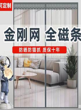 魔术贴防蚊门帘不损坏门框全磁条夏季家用防蝇纱窗纱门自粘吸磁免