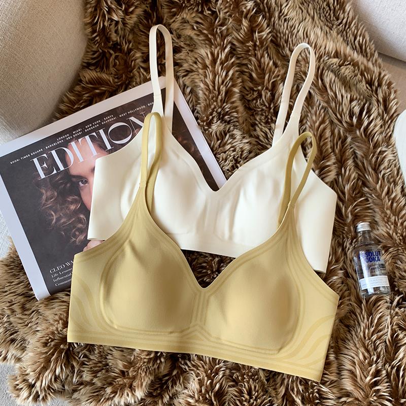 提未苏薄款无痕内衣女士大胸显小兔耳杯收副乳防下垂无钢圈文胸罩