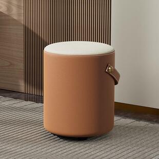 家用化妆椅椅子入户门换鞋凳子皮圆凳软实木耐用静音防滑化妆轻奢