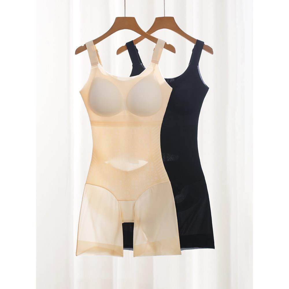 超薄连体塑身衣带胸垫收腹束腰收肚子夏季薄款冰丝无痕束身美体衣