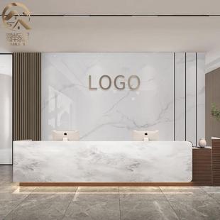 碳晶板公司前台背景墙木饰面碳岩板竹炭纤维美容院大理石纹装 饰板