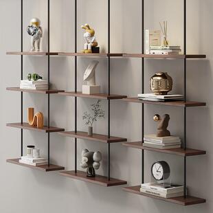 极简吊架置物架吊架展示架一字隔板悬吊式天花板靠墙书架壁挂架创