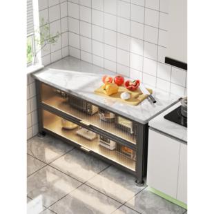 微波炉置物架多功能岩板厨房置物架家用多层落地储物餐边切菜台