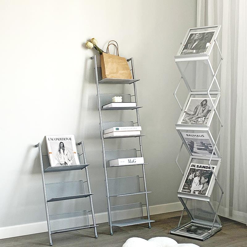 ins网红杂志架靠墙落地置物服装陈列折叠cd碟片收纳架书报展示架