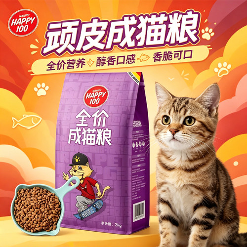 顽皮happy100猫全价主粮蓝猫专用