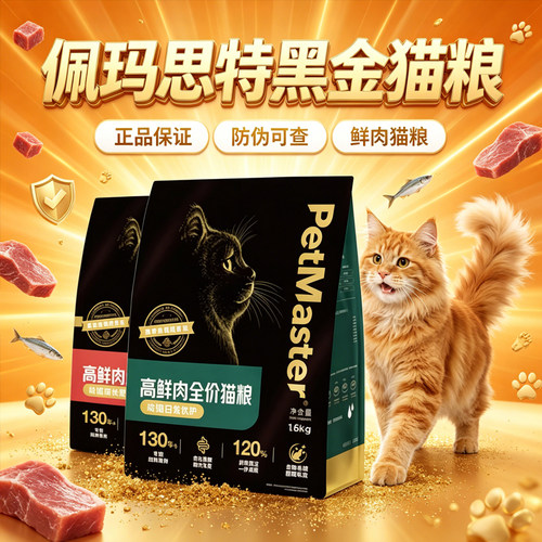 Petmaster佩玛思特黑金猫粮宠物全价鲜肉粮成幼猫泌尿肠道猫主粮