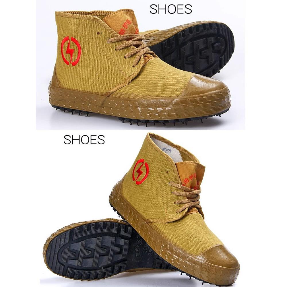 绝缘鞋5KV/10KV电工电力安全鞋男透气高压帆布劳保防滑棉鞋高帮鞋