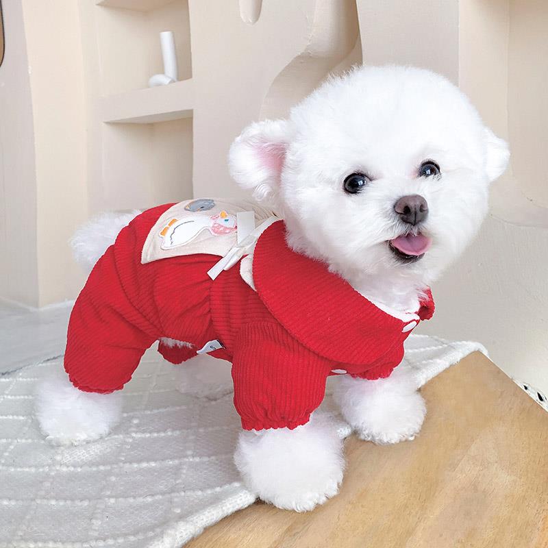 狗狗新年衣服开春装小狗博美冬季保暖四脚衣比熊泰迪宠物2025新款