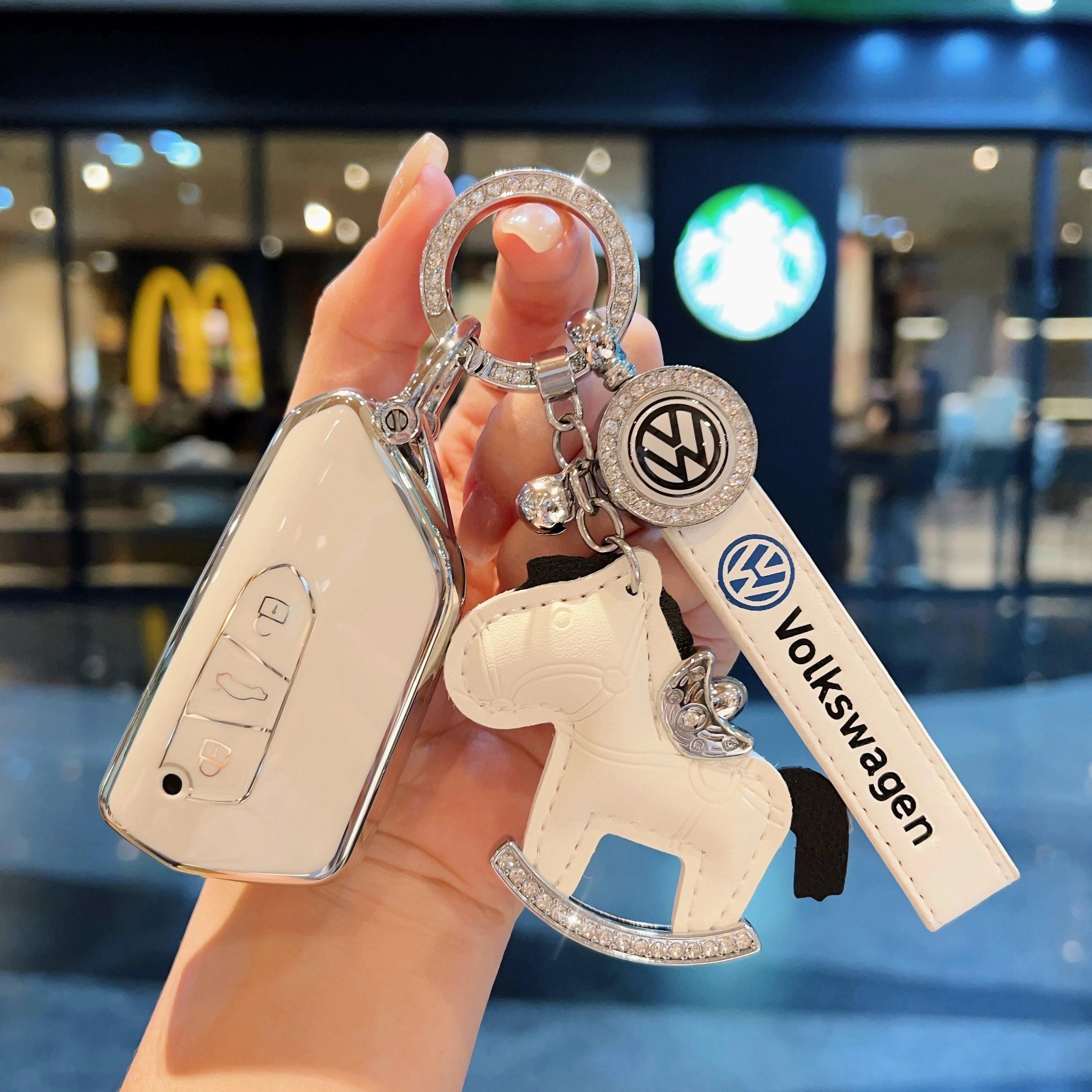 适用福斯Golf8钥匙套23新款id3/id6途昂凌度l车用壳TPU简约扣白