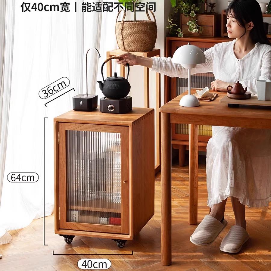 北欧实木边柜茶水柜置物储物收纳柜日式沙发烧水壶边柜家用小茶桌