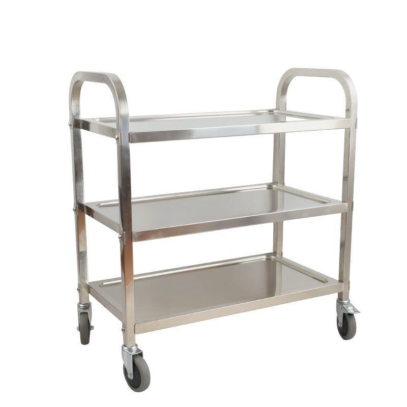 不锈钢餐车加厚三层小推车收餐车收碗车双层餐厅送餐车上菜车商用