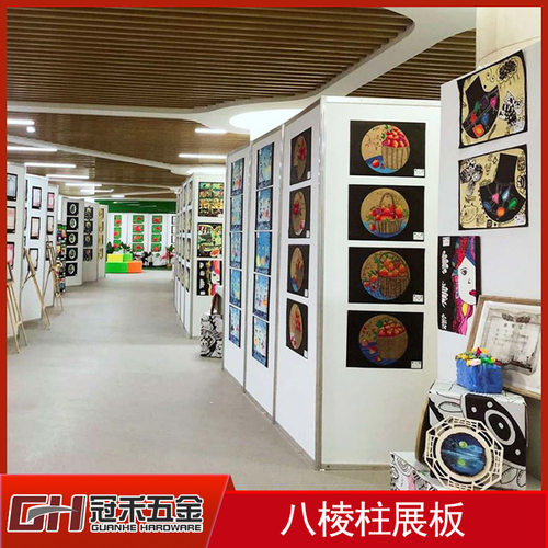 跨境八棱柱书画展板画展作品展架户外移动快装可拆卸展览挂画屏风
