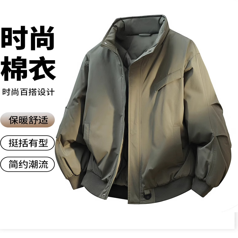 美式翻领棉衣外套2025男士秋冬季新款加厚短款面包服飞行夹克BB