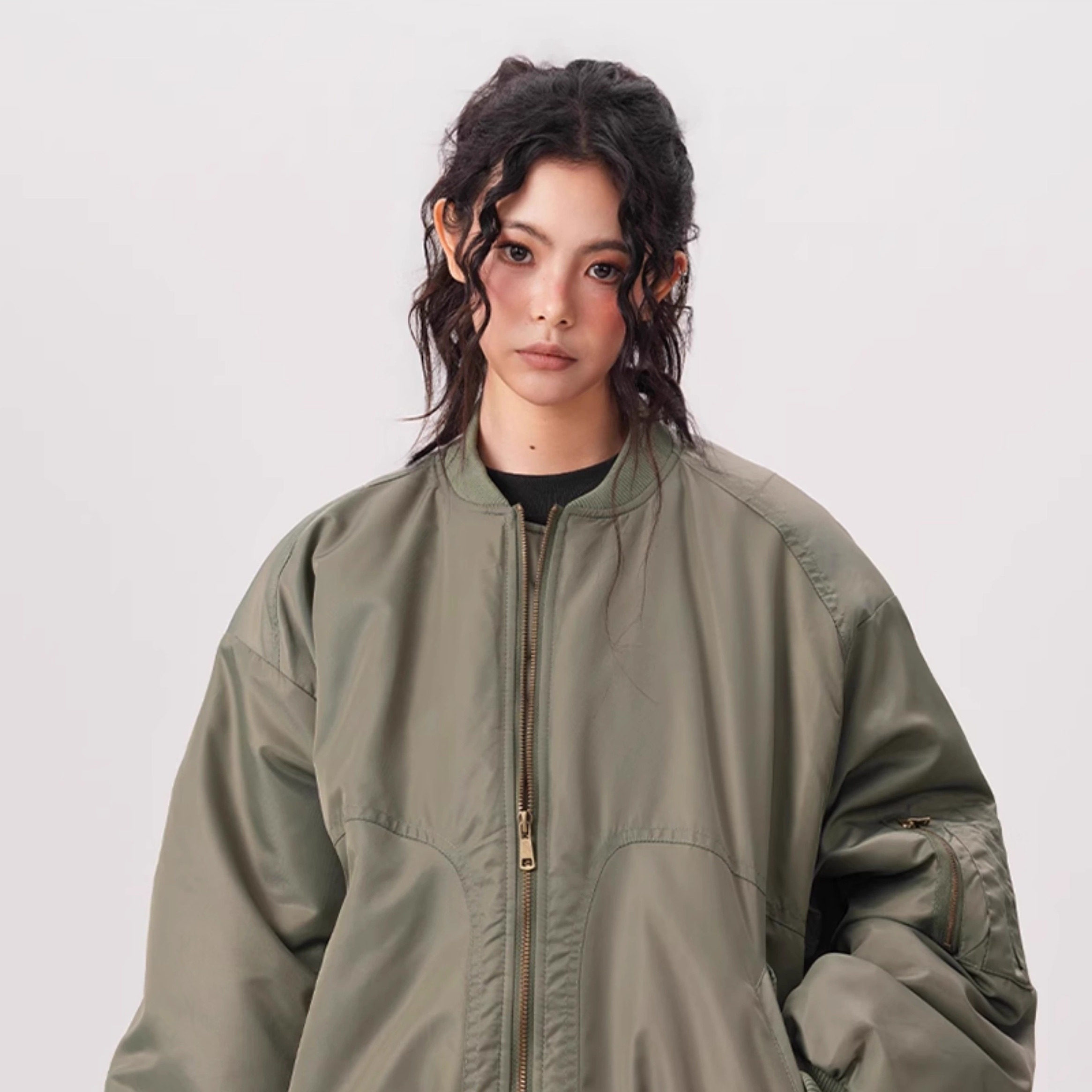 美式bomber飞行员夹克棉服女男秋冬季短款解构夹棉棒球服外套BB