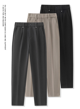 秋冬轻奢英伦毛呢休闲微锥时尚长裤设计感舒适显瘦遮肉西裤PP2