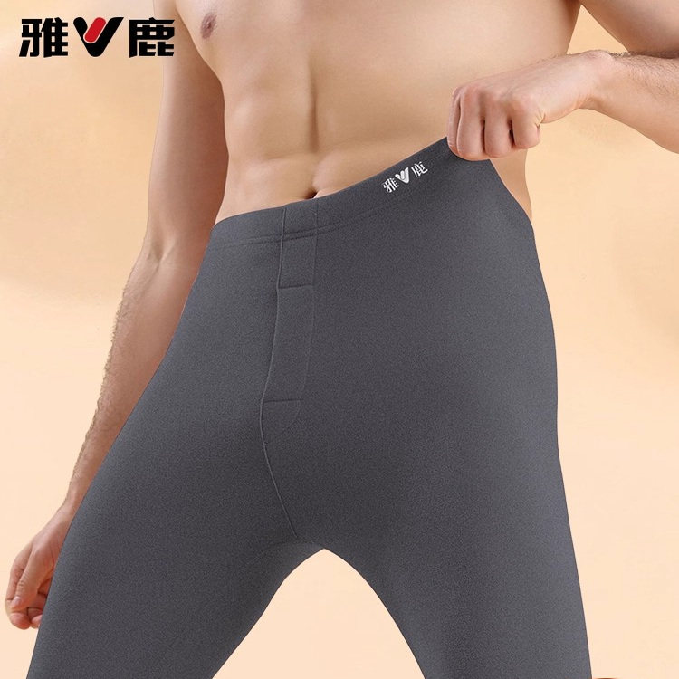 雅鹿秋裤男士薄款保暖裤加绒德无痕打底毛裤线裤衬裤冬季BB
