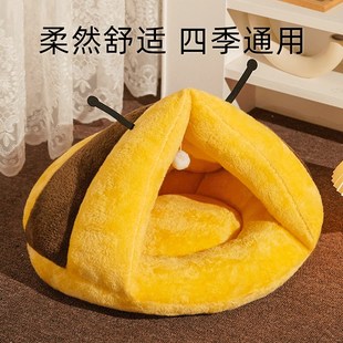 睡袋猫窝封闭式 通用小猫睡觉用 冬天保暖安全感猫咪冬季 半钻洞四季