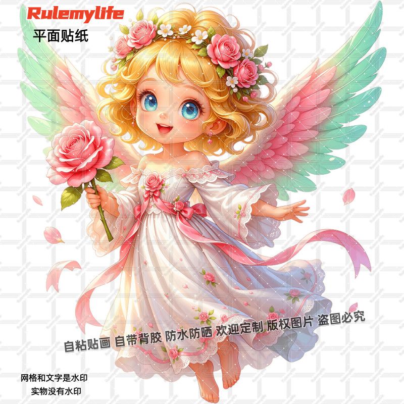 卡通可爱治愈花仙子小天使创意贴