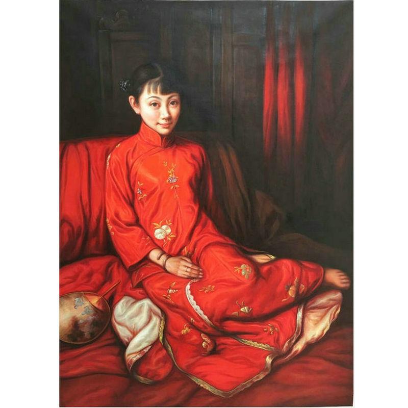 创新油画 人物美女写实装饰画 家居室内走廊玄关壁画