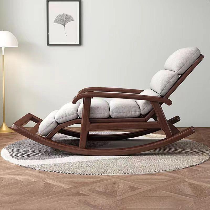 Yla新中式全实木胡桃木懒人卧室摇椅客厅大人老人午休睡觉躺椅休