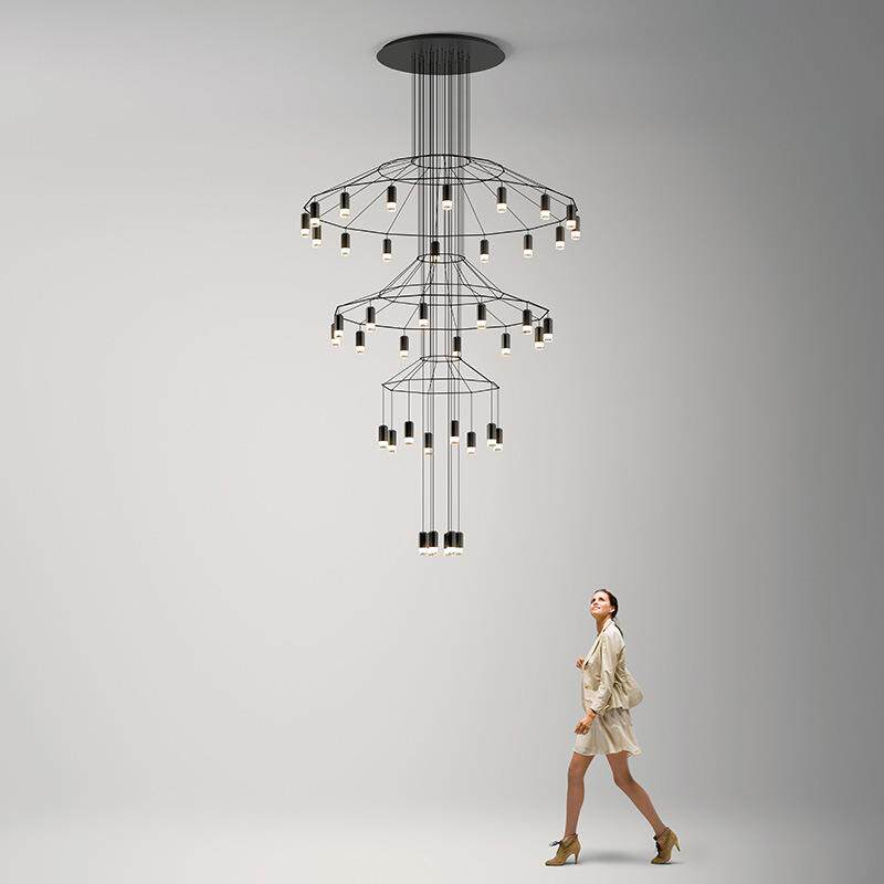 北欧挑空复式楼大吊灯后现代简约别墅中空客厅灯loft楼梯间长吊灯