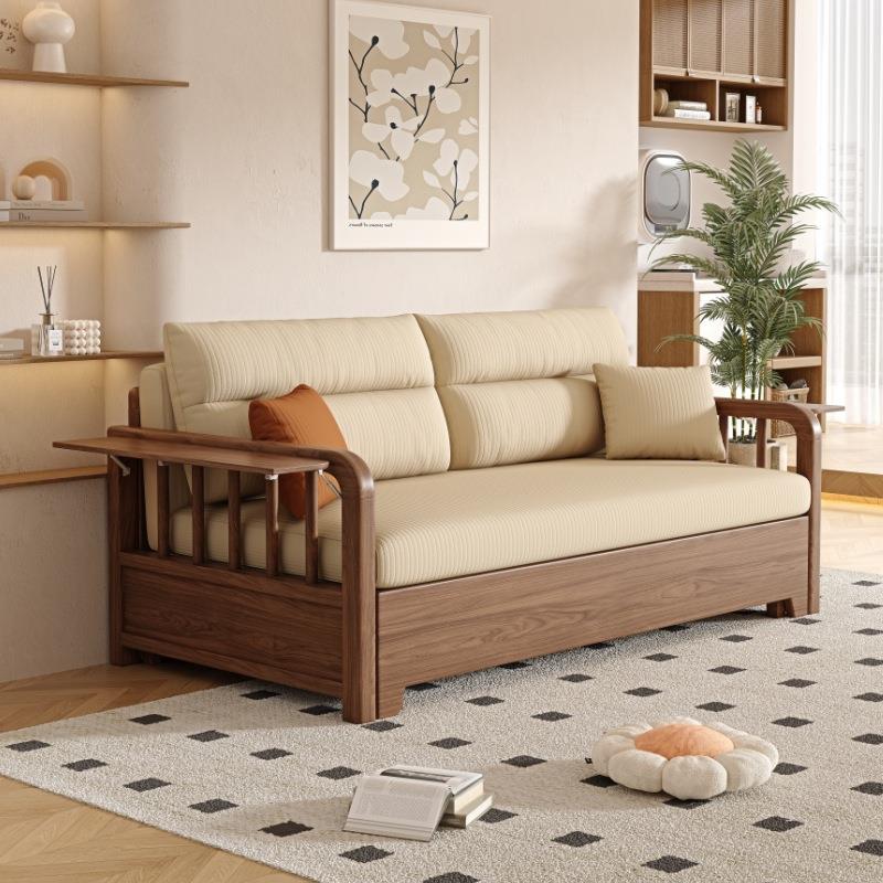 实木可折叠沙发床两用客厅多功能小户型坐卧单人床可拆洗双人沙发