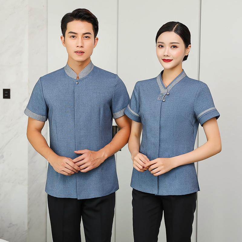 酒店宾馆服务员工作服短袖夏季客房物业家政阿姨保洁员工作服A02