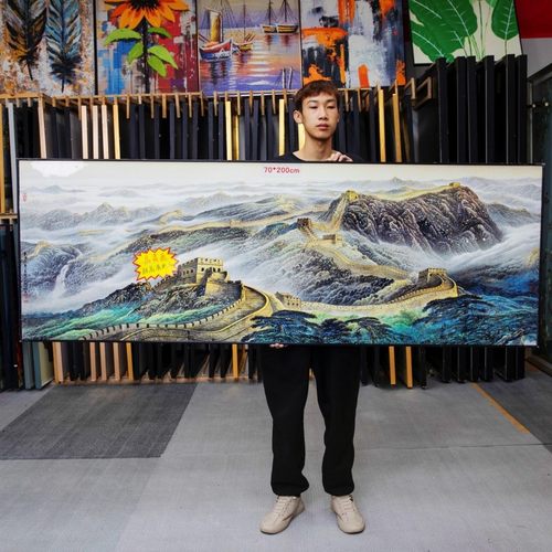 中式背景墙装饰画万里长城装饰画现代客厅简约挂画jc002长城70200