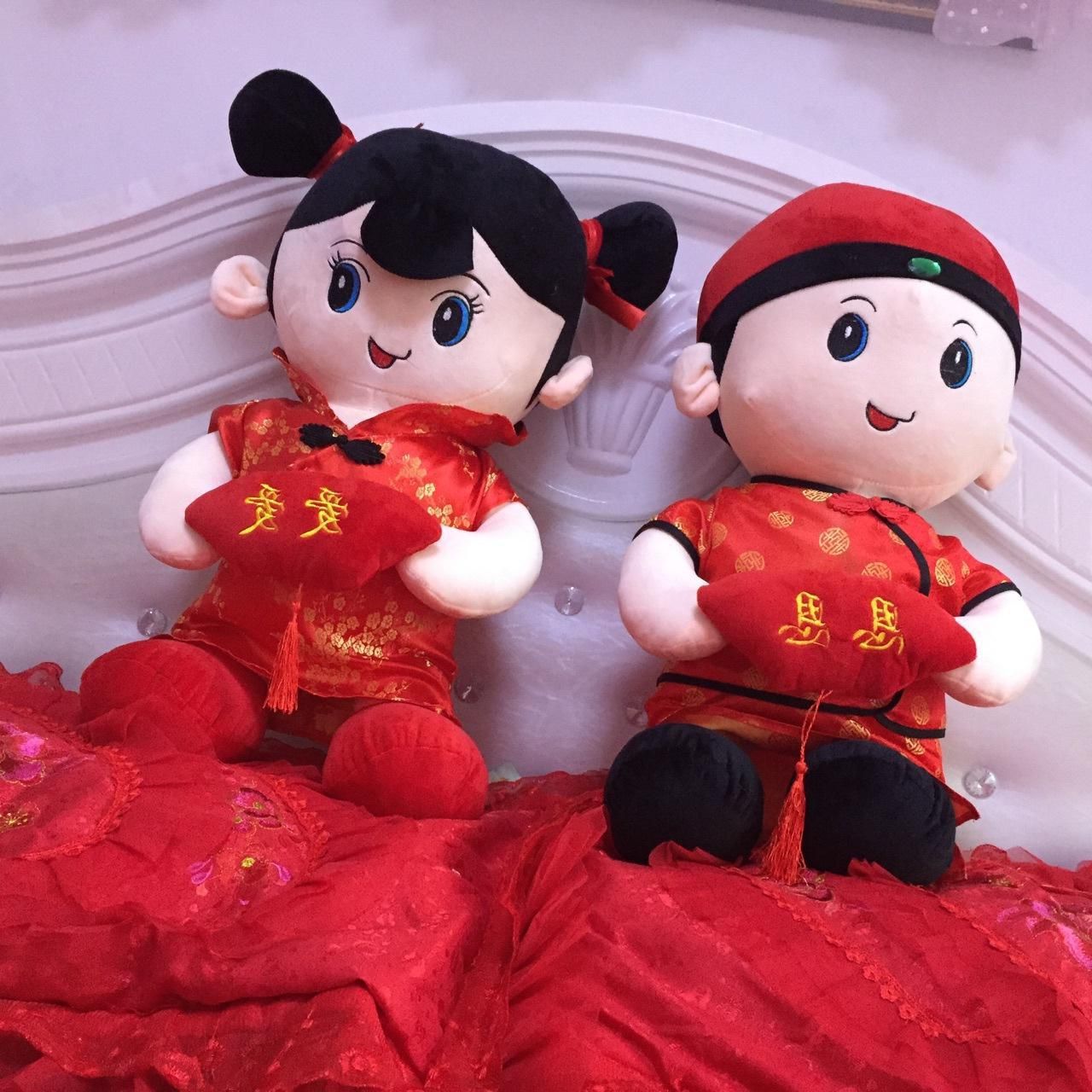 婚庆压床娃娃一对古装喜庆公仔大号婚礼抱枕创意结婚礼物婚庆