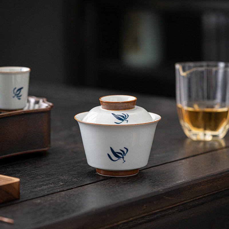 手绘兰花盖碗茶杯小号家用复古陶瓷功夫茶具带盖泡茶器个茶碗,餐饮具,盖碗,淘宝优惠券,粉丝福利购,淘宝优惠卷
