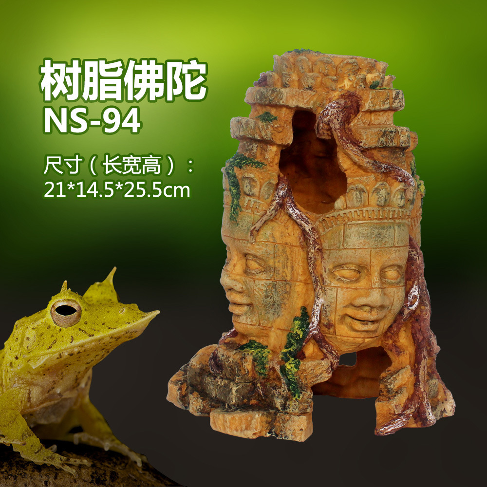 鱼缸洞穴空心爬宠躲避屋佛陀爬宠房子摆件装饰水族箱造景树脂