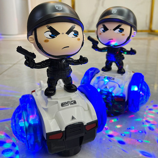 电动万向跳舞 儿童特警平衡车特技360度旋转灯光音乐玩具车