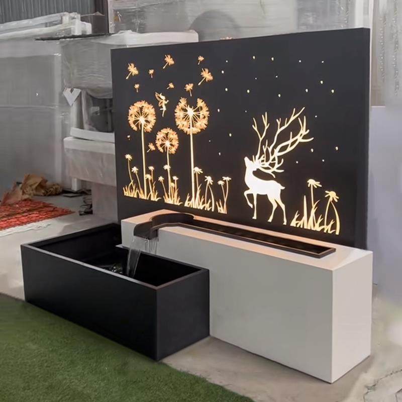 现代风不锈钢流水背景墙别墅园林户外影壁墙庭院流水景观墙,商业/办公家具,景观道具/景观摆件/景观装置,淘宝优惠券,粉丝福利购,淘宝优惠卷