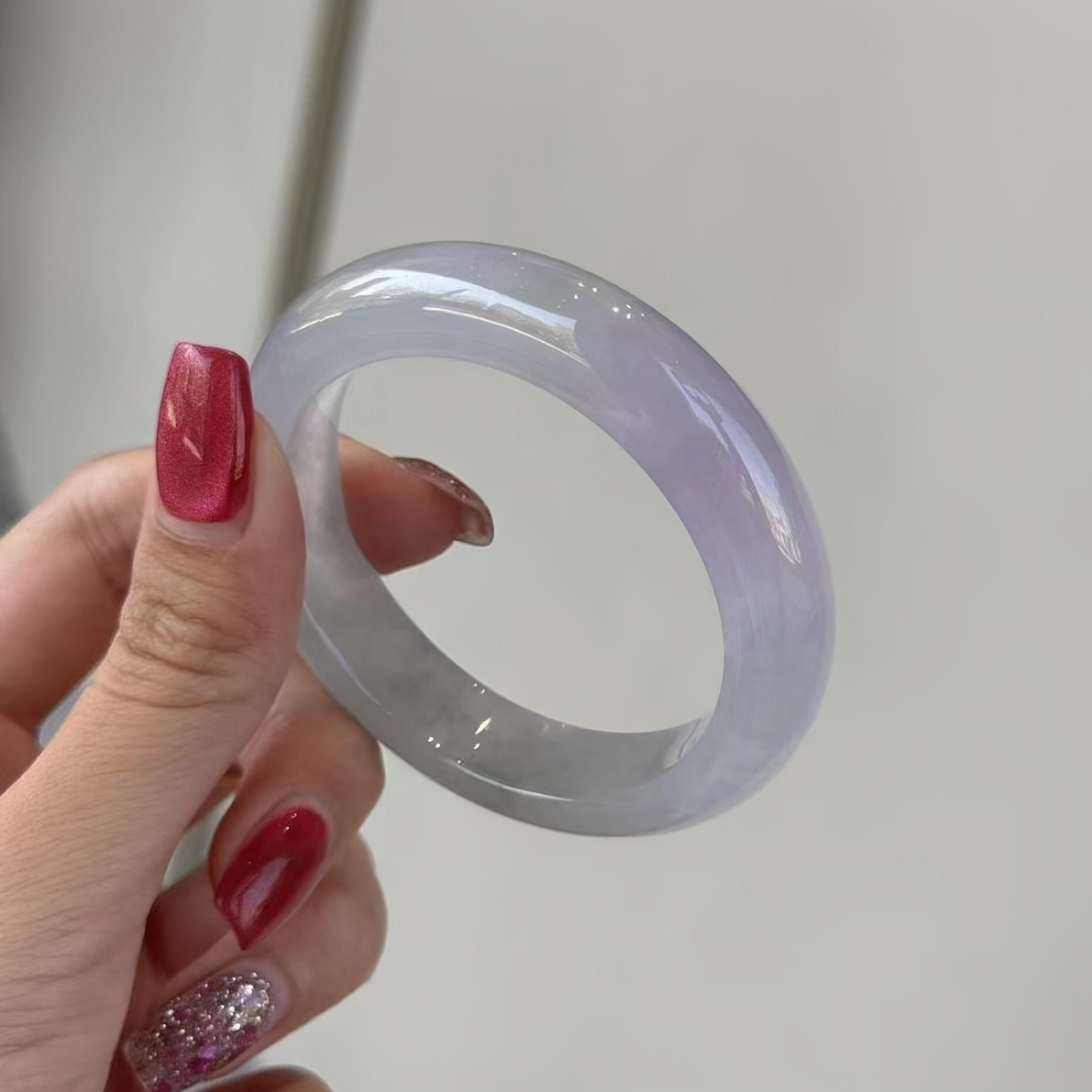 玉长情【如诗系列】高端翡翠紫罗兰玉手镯子缅甸冰种女款玉石处理