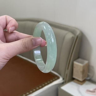 玉长情【清丽系列】高端缅甸翡翠白月光玉手镯子正品女款玉石处理