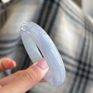 玉长情 缅甸高冰种飘花翡翠玉手镯子紫罗兰真玉石处理 如诗系列