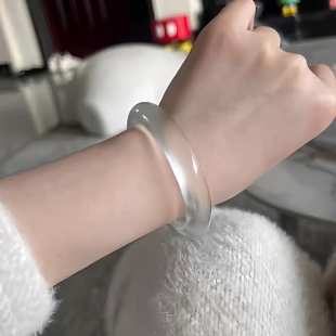 玉长情【清水系列】冰种玉髓白月光荔枝冻平替石英岩玉手镯子处理